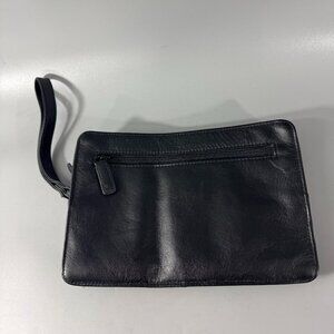 El Portal Black Leather Men's Wristlet Bag/Organizer